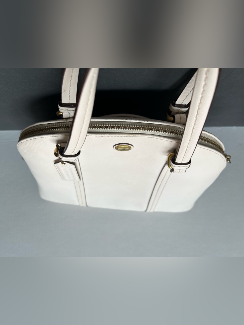 Coach Peyton Cora Satchel Bag Beige Sand Saffiano Leather # F25671 - Picture 2 of 16